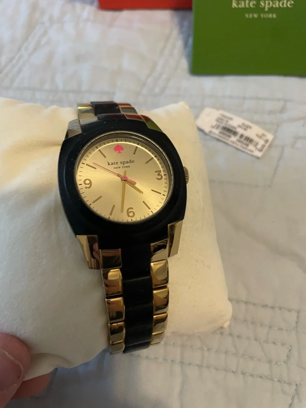 kate spade Two-Tone Stainless Steel Boyfriend Watch in Black & Gold